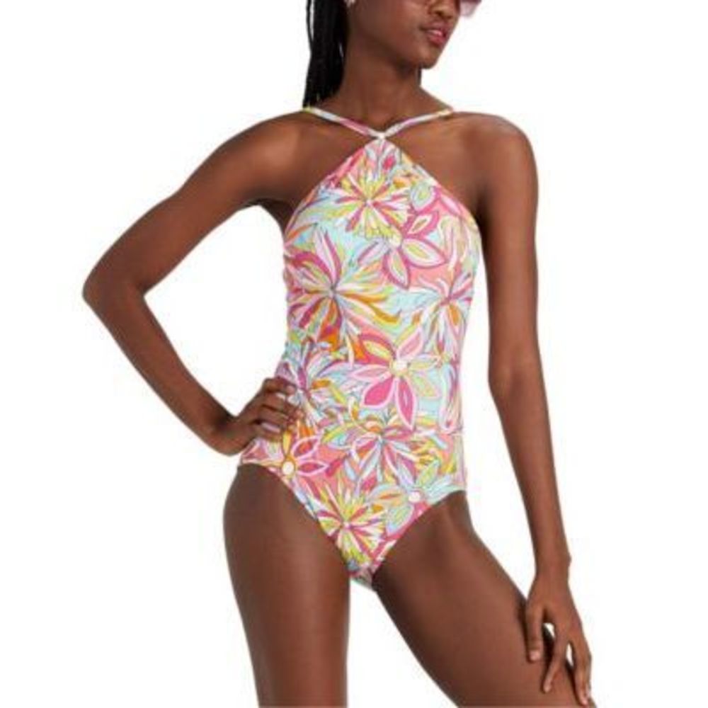 NWT Kate Spade New York  High-Neck One Piece Swimsuit Pink & Red XL